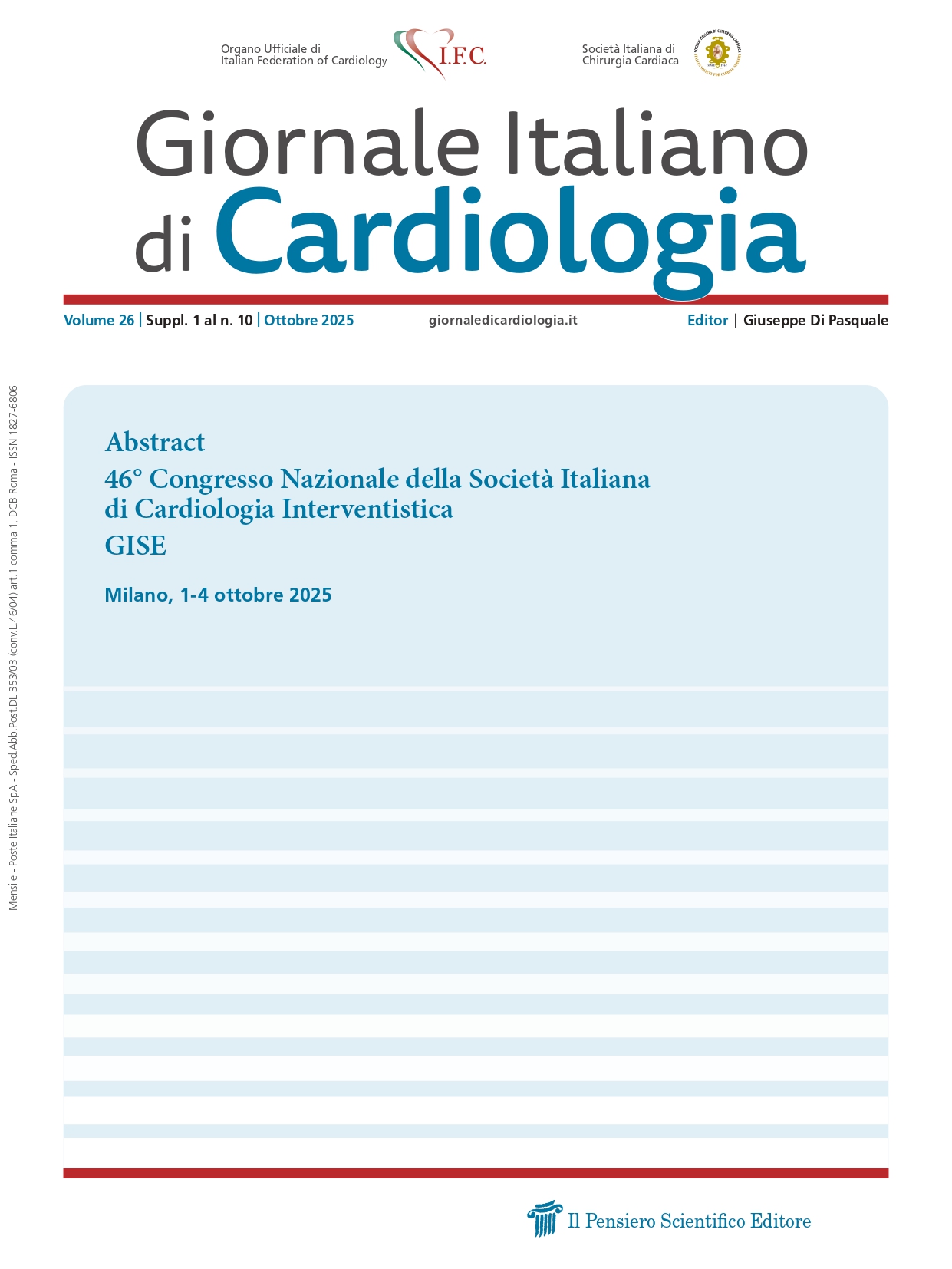 Suppl. 1 Abstract 46° Congresso Nazionale della Società Italiana di Cardiologia Interventistica - GISE